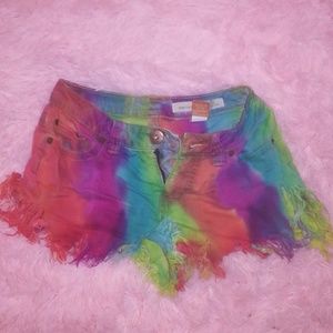 Tie Dye Distressed Rainbow Shorts Size 4